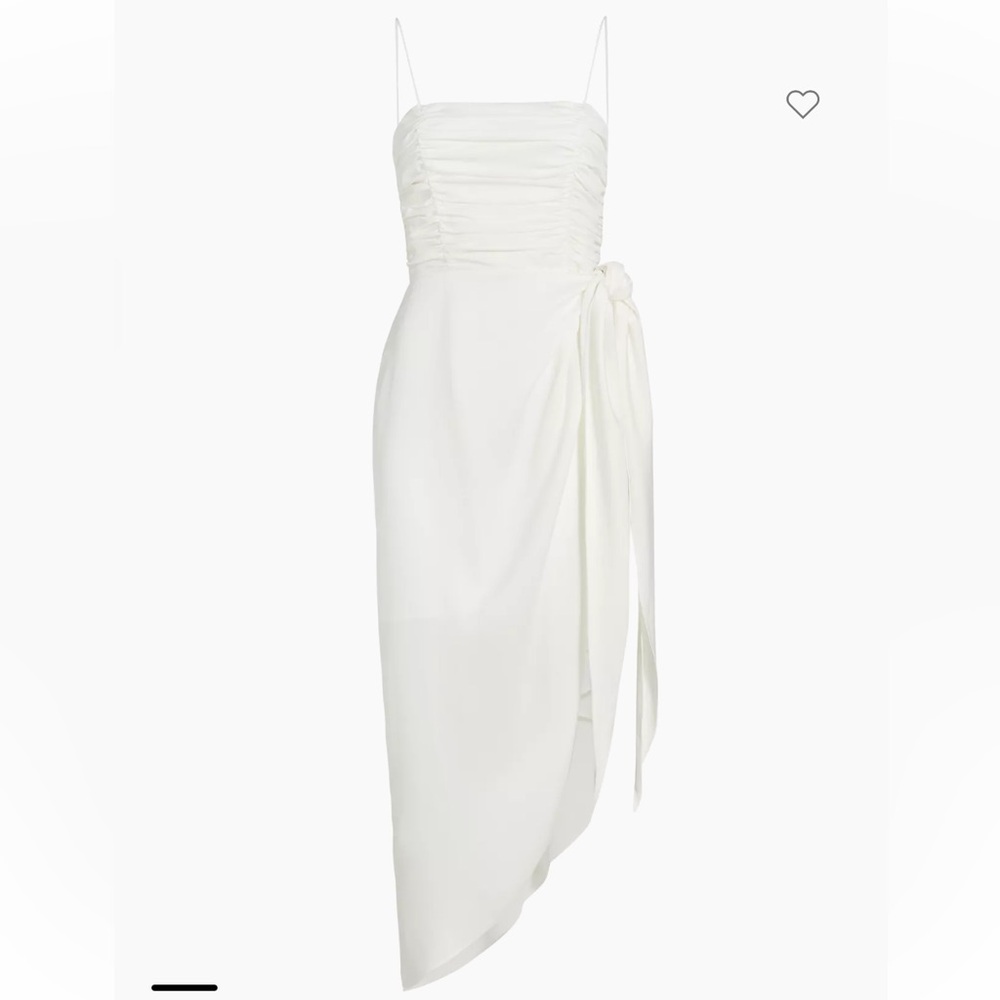 Wayf Ivory Ruched Bodice Asymmetric Wrap Dress,New with tags never worn!